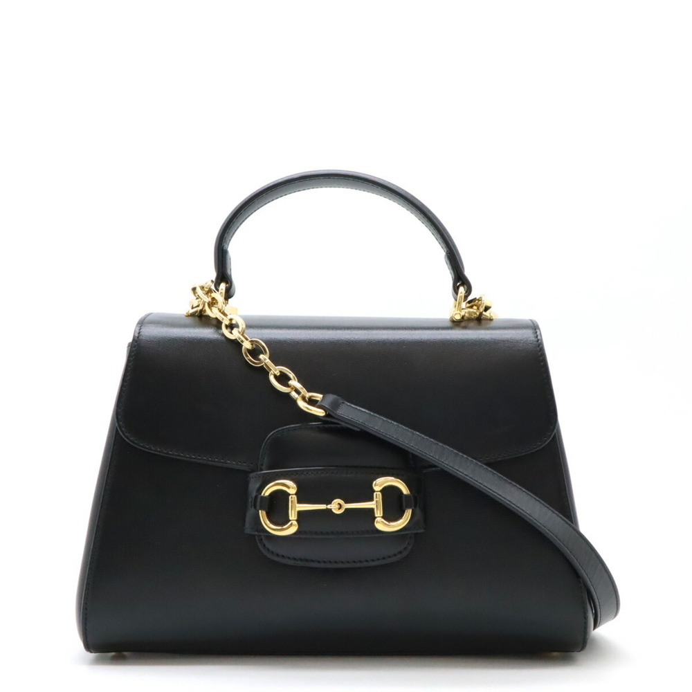 GUCCI Horsebit 1955 Medium Bag Handbag Shoulder Leather Black 702049 - Picture 2 of 10